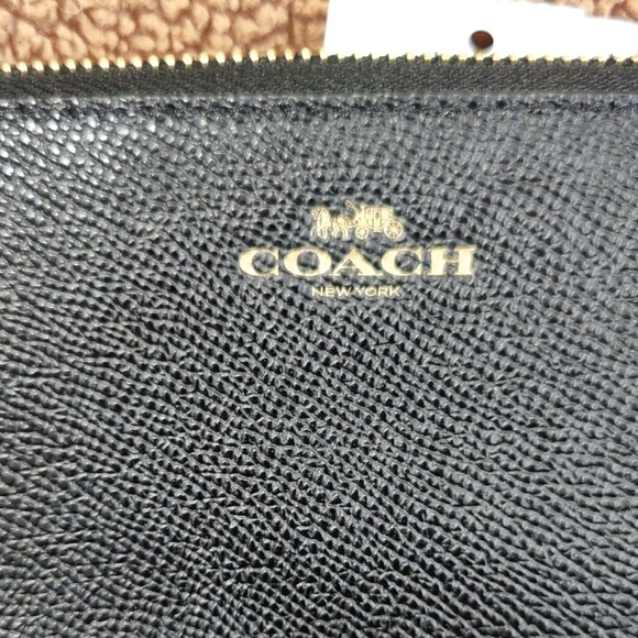 Coach Black Textured Wristlet with Gold Accents - Picture 2 of 4
